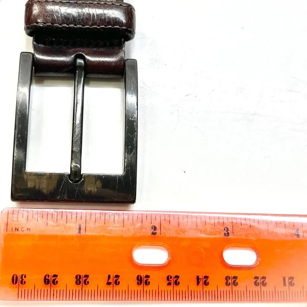 Mocha Dark Brown Spanish Leather Belt Mezlan Mens Size 38 M Herringbone Weave